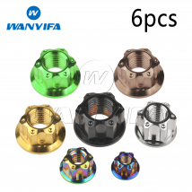 Wanyifa Titanium Nut M6/M8/M10/M12/M14/M16 Torx Flange Hexagon Nuts for Motorcycle Rear Axle 6pcs
