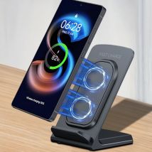 15W Wireless Desktop Charger Phone Quick Charging Stand For iPhone 16 15 14 13 12 Samsung S25 S24 Xiaomi Super Chargers Station