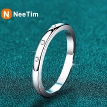 NeeTim Moissanit-Ring für Damen, S925-Massivsilber mit weißvergoldetem Diamant, Hochzeit, Brautband, Luxus-Schmuck, Geschenk