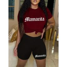 Neu in passenden Ensembles stilvolle Mamacita zweiteilige Set Short Sets Sommer lässig Kurzarm Casual T-Shirt & Shorts Combo