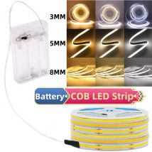 Batteria AA Box 5V COB LED Strip 3MM 5MM 8MM 320LED/M Flessibile ad alta densità RA90 3000K 4000K 6000K FOB Nastro Corda Luci notturne