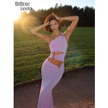 Sister linda Sommer Release Junior knöchel lange Milch Seide High Street Kleid k24d54587girl solide Dekolleté aushöhlen rücken freie Robe