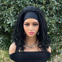 Short Twist Braided Headband Wigs 12Inch Synthetic Braided Wig for Black Women Crochet Twist Box Braids Hair Wigs Extension