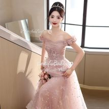 BeitifuBaby Women's Evening Dress Princess Style Off The Shoulder Sleeveless Organza Vintage Banquet Ball Party Dress for Women