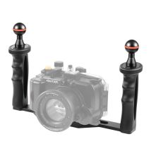 PULUZ Dual Griffe Aluminium Legierung Tablett Stabilisator Für Unterwasser Kamera Gehäuse Für GoPro DSLR Telefon Tauchen Wasserdicht