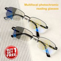 Occhiali da lettura multifocali fotocromatici da 2 pezzi per uomo e donna - Acquista 1 ricevi 1 gratis, lenti progressive con montature colorate blu