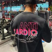 Anti Cardio lässig übergroße kurze Ärmel Baumwolle T-Shirt Fitness Fitness männlich Training Workout Baumwolle T-Shirts Top neue Mode Kleidung
