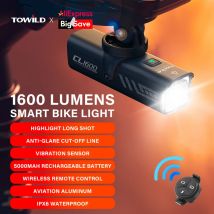 TOWILD 1600LM lampka rowerowa 5000mAh lampka rowerowa IPX6 latarka aluminiowa lampa przednia typu C