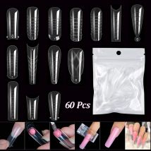 60 sztuk / worek Przedłużanie form do paznokci do żelu UV Szybkie budowanie form Akrylowe sztuczne paznokcie Podwójny system Manicure Akcesoria