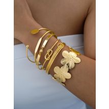 6-teiliges Set modischer Retro-Elegant-Blumen-Damenarmbänder mit gedrehtem geometrischem Knoten-Design, geeignet für den täglichen Gebrauch, Hochzeiten, Partys und Termine, trendig und vielseitig für