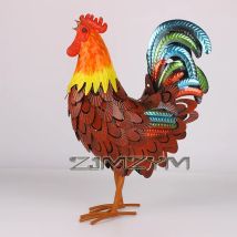 1Pc Metal Rooster Statues Outdoor Garden Decor & Chicken Ornaments for Backyard Patio & Lawn Figurines Lawn Ornaments