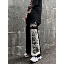 Gothic Punk Cargo Pants Anime Patch Pants for Women High Waist Black Trousers Casual Pant Harajuku Y2k Women Bottoms Pants