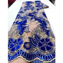 1 Yards African Velvet Tassel Lace Fabric with Intricate Embroidery Laser Cut Traditional Nigerian Attire Drapes Designs Sewing