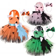 Flintstones Bone Costume Kids Girl Halloween Party Dresses Green st. Patrick's Day Cartoon Tutu Dress bambini Carnival Clothes