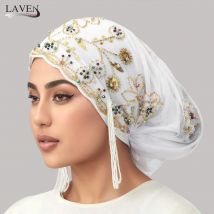Fashion Luxury Muslim Pearl Lace Inner Cap Elastic Islamic Headwear for Women Elegant Prayer Cap Decorative Head Cover