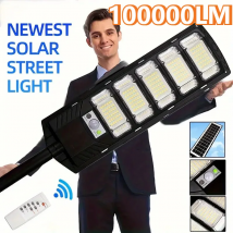 100000 Luz Solar LM comercial LED para exteriores, farola Solar de atardecer al amanecer, lámpara de área de carretera, iluminación de seguridad impermeable para patio trasero