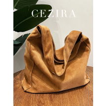 Slouchy Casual Maillard Color Soft Faux Suede Fabric Magnet Large Capacity Hobo Shoulder Bag for Women Commute Shopping