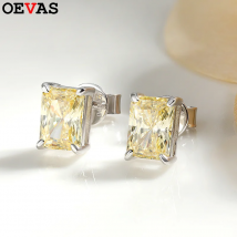 OEVAS 100% 925 Sterling Silber Funkelnden 5*7mm Gelb Zirkon Hohe Carbon Diamant Stud Ohrringe Für Frauen Party feine Schmuck Geschenk