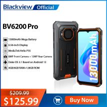 Blackview BV6200 Pro Rugged Phone Android 13 6.56 ''Helio P35, 6GB + 128GB Smartphone 13000mAh con telefono cellulare NFC a ricarica rapida da 18W