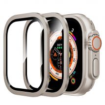 Displayschutzfolie für Apple Watch Case Ultra 3 49 mm, Zubehör, Metall-Aluminium-Legierung, Rahmen + HD-gehärtetes Glas, iWatch Ultra 2