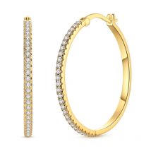 925 Sterling Silver Earrings Women Sparkling Golden Large Hoop Earring For Anniversary Wedding Jewelry Gifts