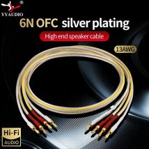 YYAUDIO HIFI versilbertes Lautsprecherkabel 6N OFC Lautsprecherkabel für Verstärker Hi-Fi-Systeme Y-Stecker Bananenstecker Lautsprecherkabel
