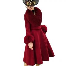 Tajiyane Mäntel für Frauen Echte Wolle Jacke frauen Kaschmir Langen Mantel Frau 100% Fuchs Pelz Kragen Jacken Elegante Casacos TN1447