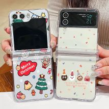 Klare Handyhülle mit Weihnachtsmuster für Samsung Galaxy Z Flip 6, 5, 4, 3, 5G, stoßfeste, faltbare Hartschale für Samsung Z Flip6 Flip5