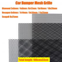100x33cm Aluminium Racing Auto Stoßstange Grille Grill Mesh Net Vent BlackTuning Universal Protector Caravan Camper Hause garten