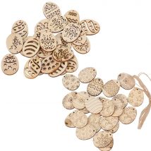 25 Stück Holz Ei Ostern Konfetti Kaninchen ausgehöhlt Handwerk hängen Ornamente für glückliche Ostern Party Dekorationen DIY Malerei Geschenke