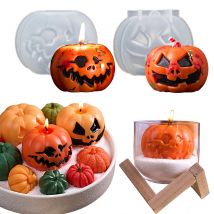 3D-Halloween-Kürbis-Silikonform für Duftkerzen, einfache Entformung, DIY, lustiger Ausdruck, Gipsherstellung, Harzform, Festival-Handwerk