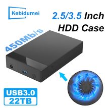 2,5/3,5 Zoll HDD-Gehäuse SATA zu USB 3.0 Adapter SSD Externes Festplattengehäuse Lüfter 450 MB/s 22 TB HDD-Gehäuse für PC Laptop