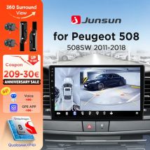 Junsun 360° °   Radio samochodowe z kamerą panoramiczną do Peugeot 508 508SW 2011 - 2018 Bezprzewodowy ekran CarPlay Android Auto Stereo GPS Navi