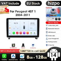 Hizpo 9'' Intelligente Multimedia Player 2Din Android 14 Auto Radio für Peugeot 407 1 2004-2011 GPS navigation Video Carplay 4G AI
