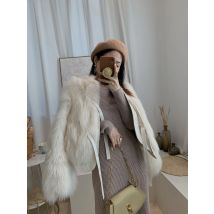 Herbst Winter Verdicken Faux Fuchs Pelz Jacke für Frauen 2023 Kurze Plüsch Mantel Koreanische Lose Warme Gebunden Taille Oberbekleidung Schwarz Weiß