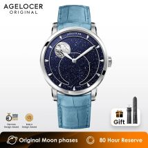 AGELOCER Original 29.51-Days Blue Aventurine Moon Phase Watch Birthday Gift for Men