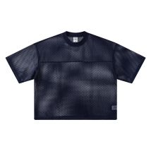 Men's Hollow Out T-shirt Y2k Gothic Tops Short Sleeved T Shirts Summer Raw Trim Mesh See Through Baggy Tshirts Tees Streetwear