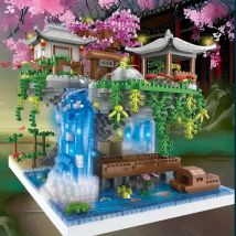 Creativo Peach Blossom Pond Sakura Castle Tree House View Set City modello fai da te Building Blocks mattoni giocattoli per bambini regalo per adulti
