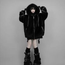 Gothic Harajuku Winter Gotihc Subcultural Coats Women Streetwear Autumn Casual Hooded Jackets 2025 Fashion Cardigan Sweatshirt