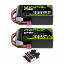 Batteria LiPo corta OVONIC 3S 11,1 V 2200 mAh 120C con spina Deans-T per auto RC fuoristrada camion aereo RC elicottero (2 confezioni)