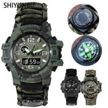 SHIYUNME Outdoor Survival Man Uhr Multifunktionale wasserdichte militärische taktische Paracord Camping Wandern Notfall Herrenuhren