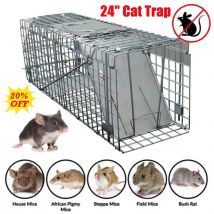 VickyHome 24" Trappola per gatti Grande gabbia per trappole per animali per gatti randagi Salvataggio umano, Trappola per animali pieghevole per interni ed esterni