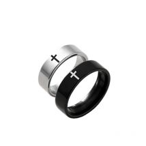 2 Teile/satz Schwarz Silber Farbe Edelstahl Kreuz Paar Ring Christian Katholischen Schmuck Valentinstag Geschenk