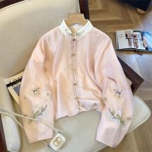 Chiffon Damen Shirts Chinesischen Stil Stickerei Blusen Lose Mode Frauen Tops Frühling/Sommer Floral Vintage Kleidung