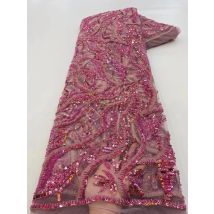 Tela de encaje de novio con cuentas africanas 2023 tela de encaje de malla francesa de alta calidad telas de encaje nigeriano de lentejuelas para vestido de novia coser