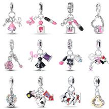 Neue 925 Silber Lippenstift Schuhe mit hohen Absätzen Ace Of Spades Charms Perlen passen 3 mm 925 Original Armbänder Jahrestag Schmuck Geschenk