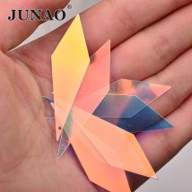 JUNAO 20 g 16 x 50 mm klare AB-Nähen, Glitzer-Pailletten, Rautenform, Kleidungs-Pailletten, zum Aufnähen, Strass-Applikation, Paillette für Kleid-Dekoration
