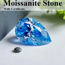 Moissanit-Stein, eisblaue Farbe, Birnenschliff, im Labor gezüchteter Diamant für selbstgemachte, fortschrittliche Schmuckringe, Ohrringe, Herstellung mit GRA-Zertifikat