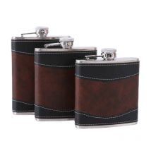 PU-Oberfläche Retro 6-8Oz Tragbare Flasche für Familie, Outdoor und Reisen, Mehrzweck-Exquisite Weinflasche, Praktisches Geschenk, Hüftflasche