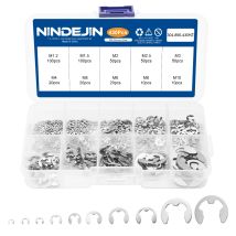 Nindejin 430 stücke E-Clip-Sortiment-Kit m 1,2-m10 Edelstahl-Kohlenstoffstahl-Spreng rings cheibe E-förmiger externer Sicherungs ring